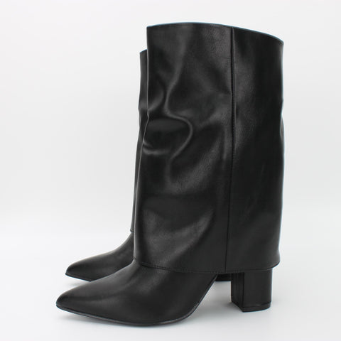 Nancy Short Fold Over Boots Black